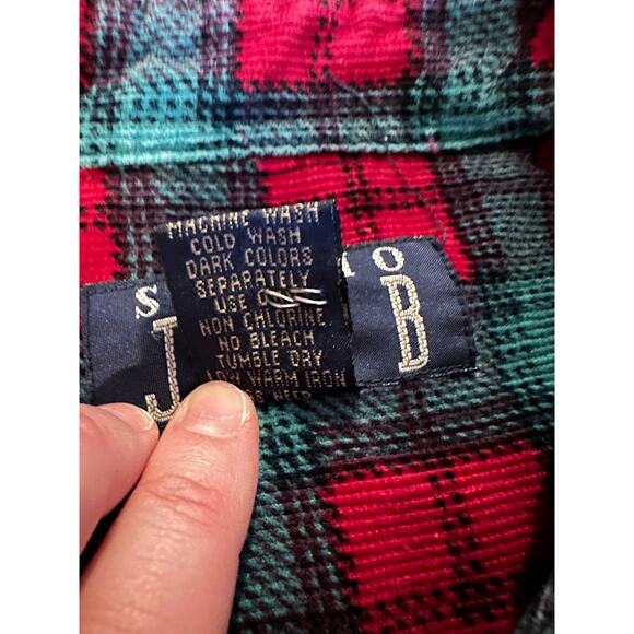 Vintage Studio 90s Vintage JAB Red/Teal Plaid Flannel Size L Lumberjack Grunge - Picture 7 of 7